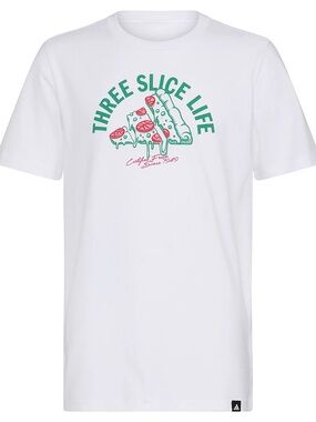adidas White Graphic 'Three Slice Life' Tee - XL